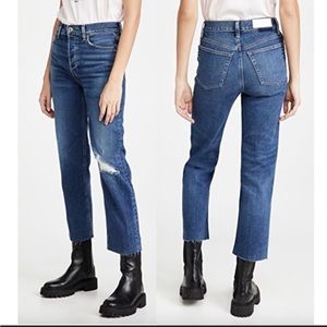 Redone Jeans size 28 70s High Rise Stove Pipe Jeans Worn True Indigo Redone $265